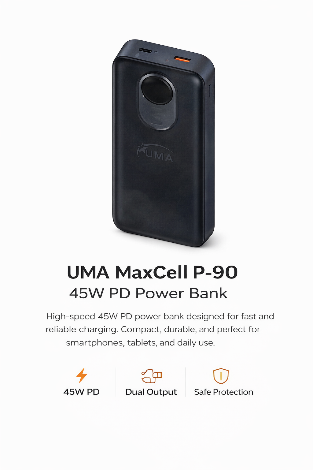 UMA MaxCell P-90 45W PD Fast Charge Power Bank-20000mAh