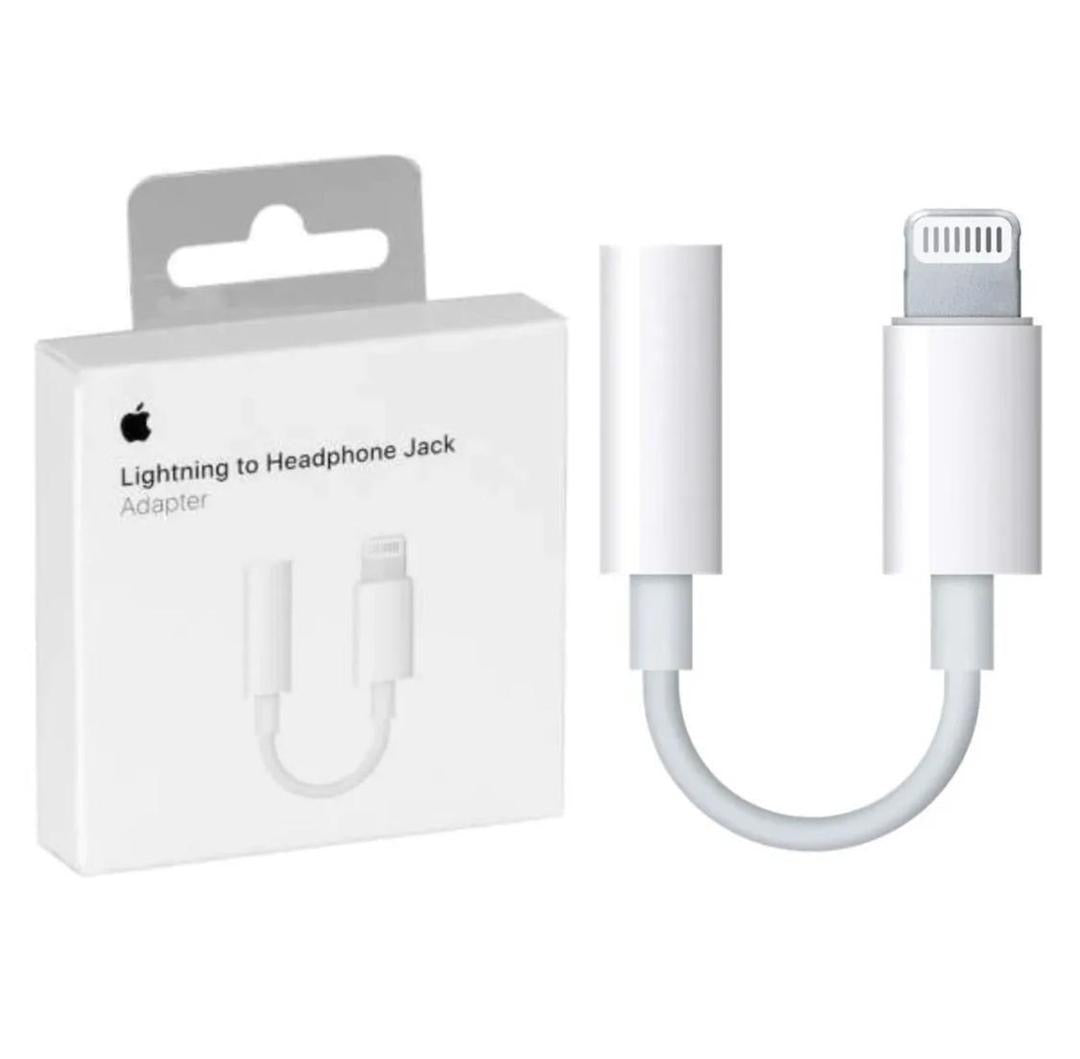 Lightning to Headphones Jack Adapter-White ABS Plastic.