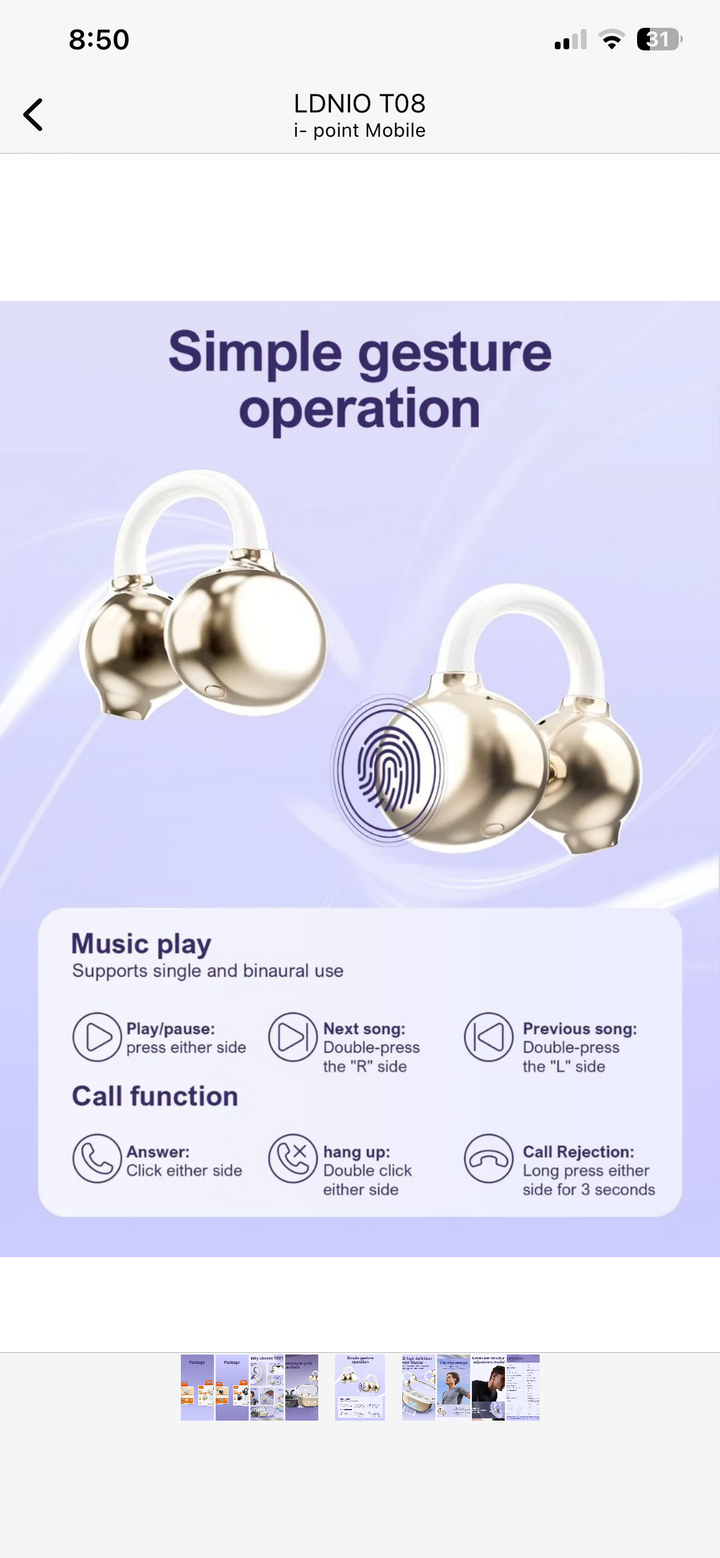 Ldnio T08 Wireless Stereo BT Open Earphones Wireless In-Ear