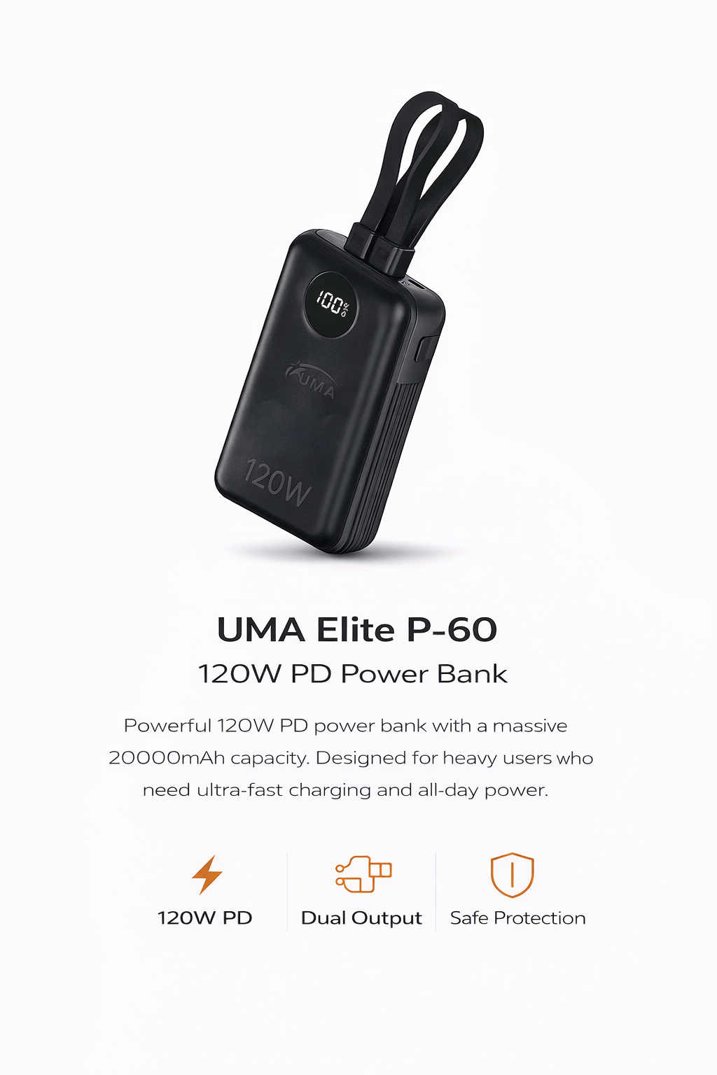 UMA Elite P-60 120W Super Fast Charging Power Bank-20000mAh
