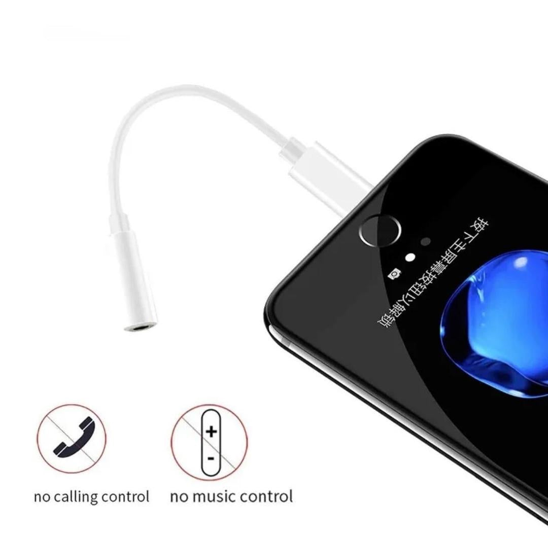 Lightning to Headphones Jack Adapter-White ABS Plastic.
